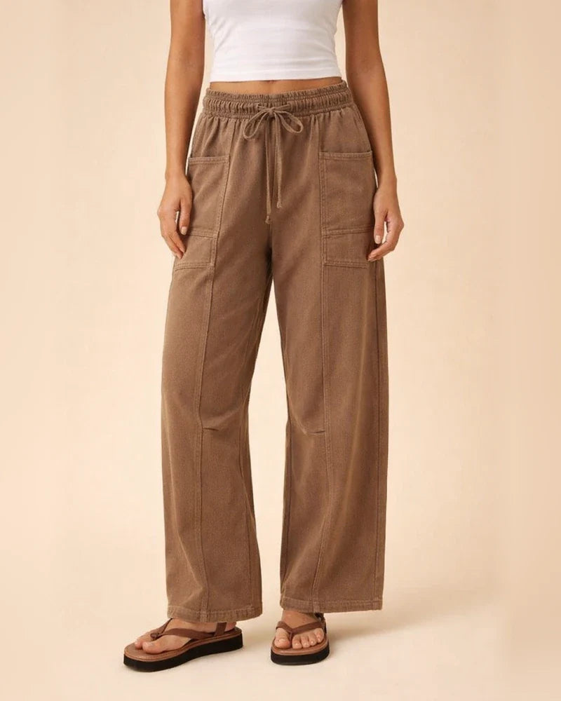 Women's Relaxed Wide-Leg Pants Casual Summer Wide-Leg Pants Drawstring Waist Casual Pants Sweatpants | JRSEE:66c13efa-5125-49f9-b97e-37901270f722