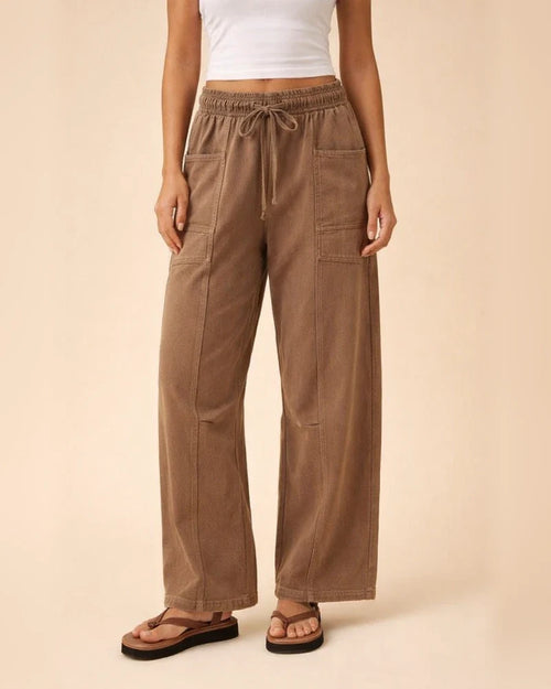 Women's Relaxed Wide-Leg Pants Casual Summer Wide-Leg Pants Drawstring Waist Casual Pants Sweatpants | JRSEE:66c13efa-5125-49f9-b97e-37901270f722