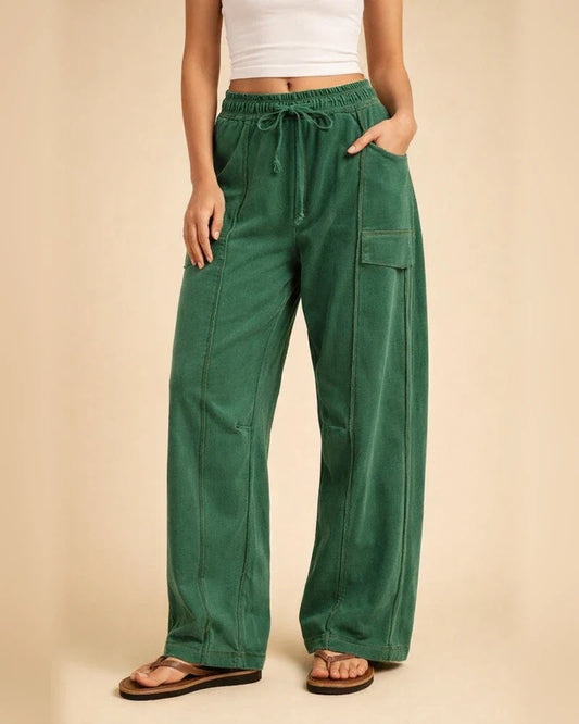 Women's Relaxed Wide-Leg Pants Casual Summer Wide-Leg Pants Drawstring Waist Casual Pants Sweatpants | JRSEE:1ad4b211-7804-4942-9e94-cc8f81486415