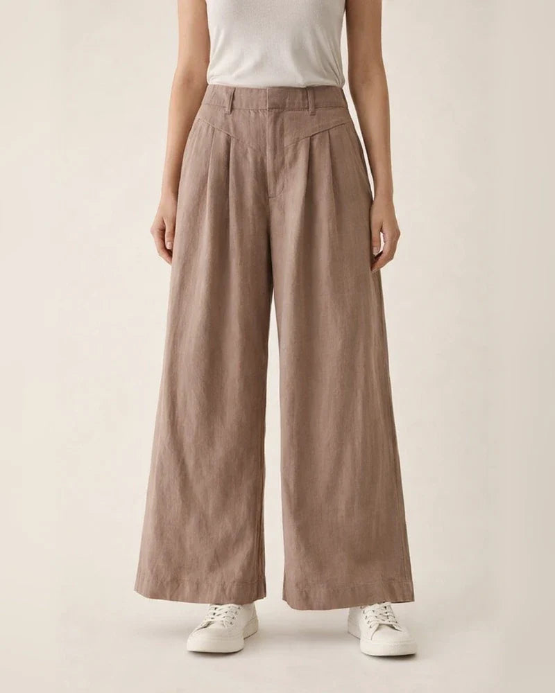 Women's Retro Linen Wide-Leg Pants: Summer High-Waisted Casual Loose-Fit Cropped Pants | JRSEE:115bae5f-540e-420f-8cb7-cae04ac60cda