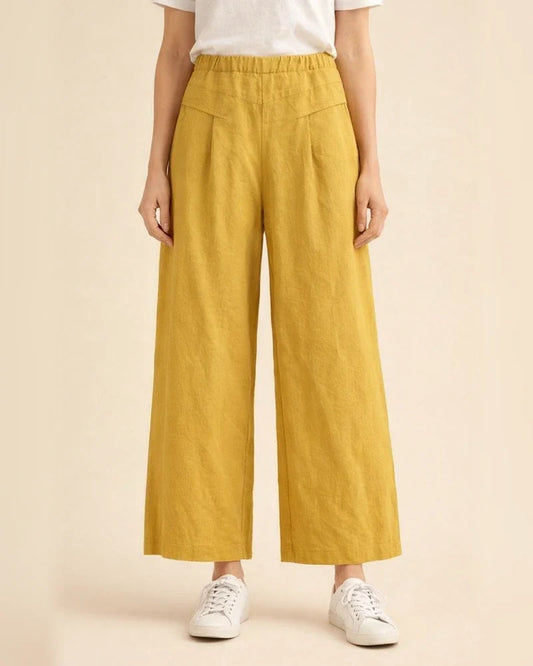Women's Retro Linen Wide-Leg Pants: Summer High-Waisted Casual Loose-Fit Cropped Pants | JRSEE:951a9b67-33c9-42a1-9488-eedabb87da64