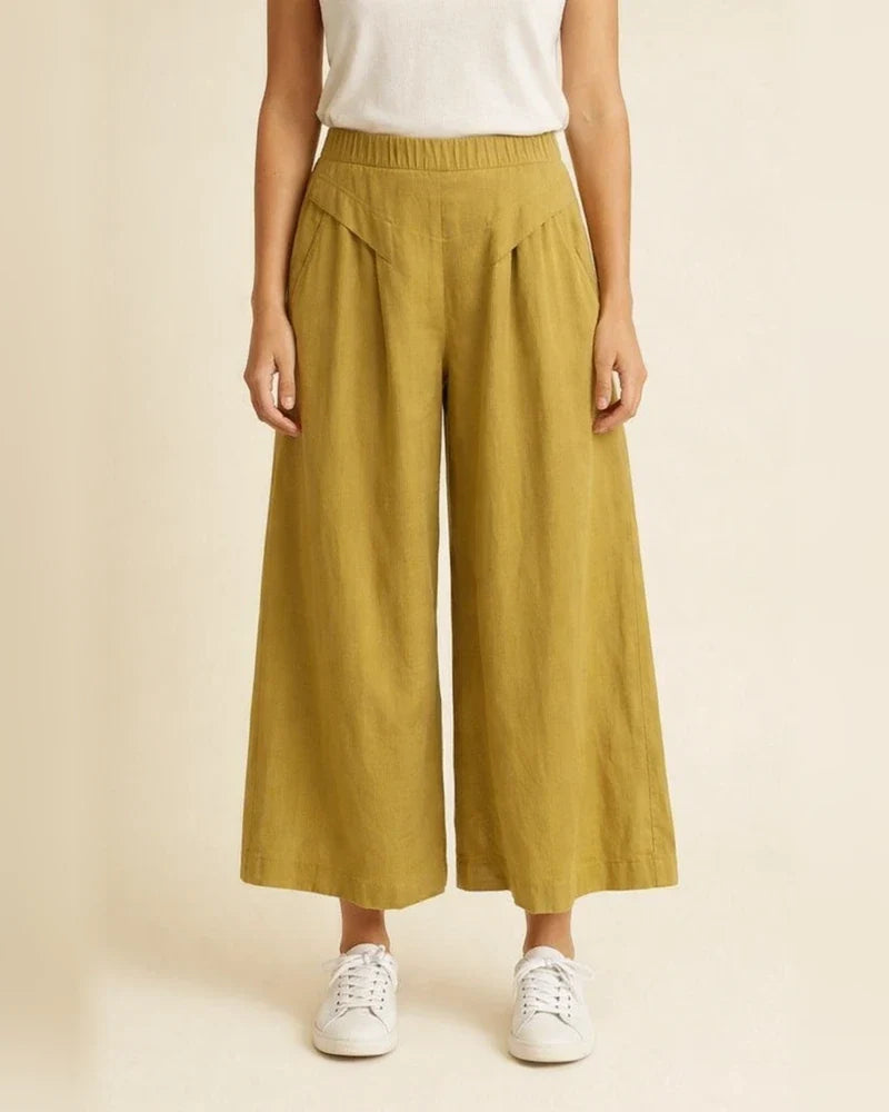 Women's Retro Linen Wide-Leg Pants: Summer High-Waisted Casual Loose-Fit Cropped Pants | JRSEE:ae453dfb-b5f9-4d66-b3a6-e0abf781025f