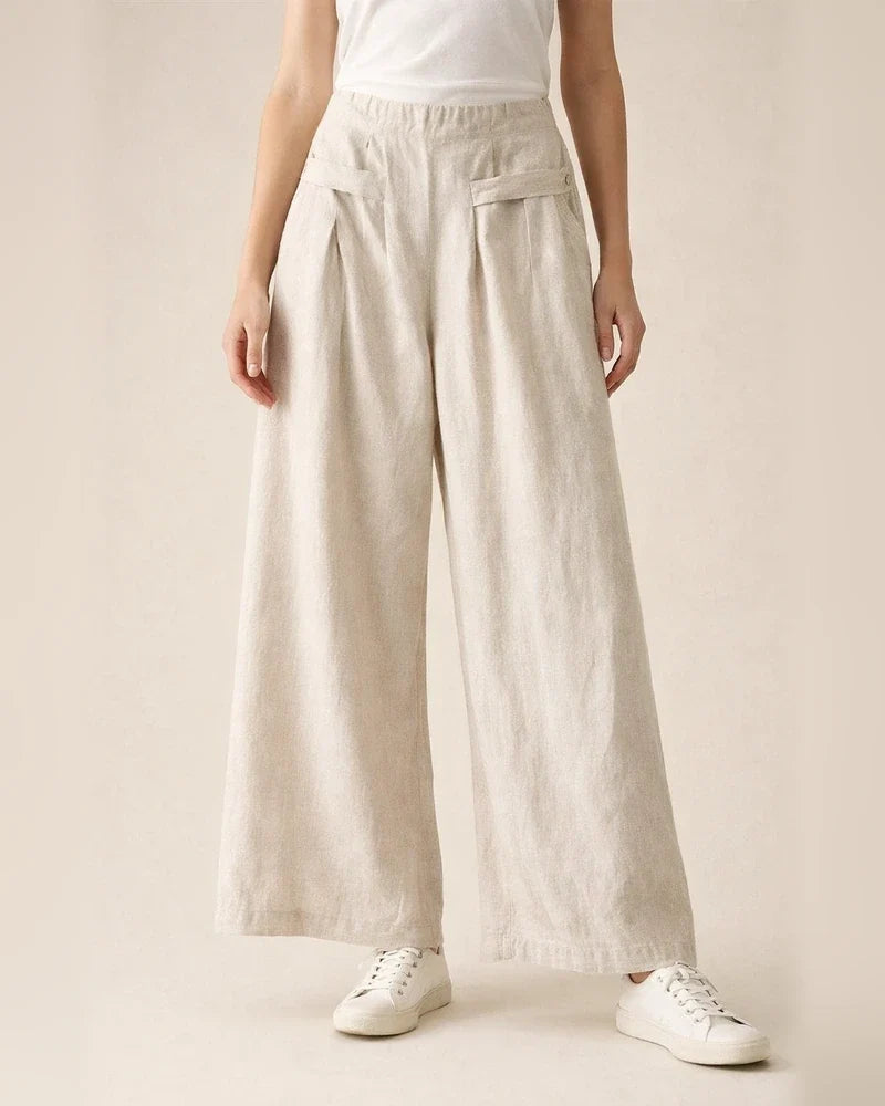 Women's Retro Linen Wide-Leg Pants: Summer High-Waisted Casual Loose-Fit Cropped Pants | JRSEE:b8f086ff-fd1f-427c-89bf-ee86427cc60f