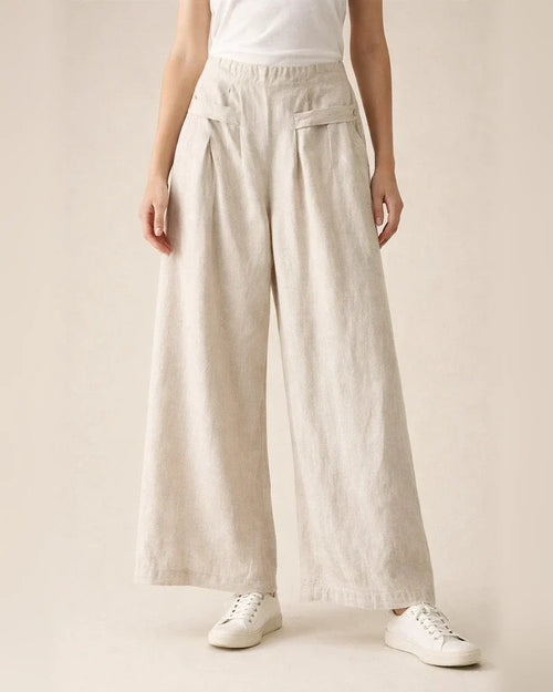 Women's Retro Linen Wide-Leg Pants: Summer High-Waisted Casual Loose-Fit Cropped Pants | JRSEE:b8f086ff-fd1f-427c-89bf-ee86427cc60f