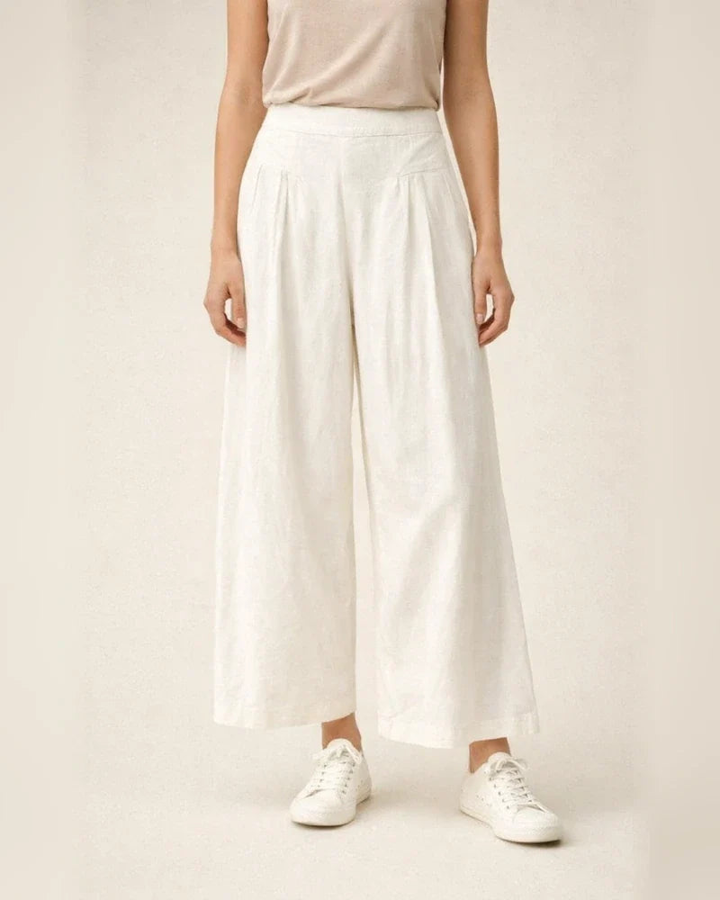 Women's Retro Linen Wide-Leg Pants: Summer High-Waisted Casual Loose-Fit Cropped Pants | JRSEE:df4556d1-bbca-4153-bd19-9fae4d3cf2cc