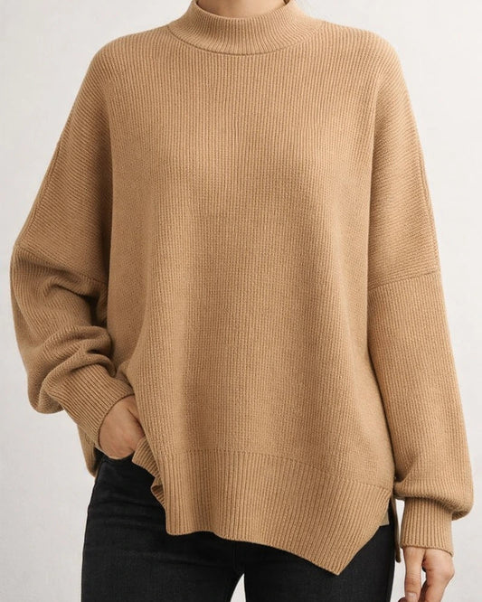 Women's Round Neck Bat Sleeve Long-sleeved Sweater Fall Knit Side Slit Sweater | JRSEE:0e3b148a-0667-4dd1-a871-5ef418233a4f