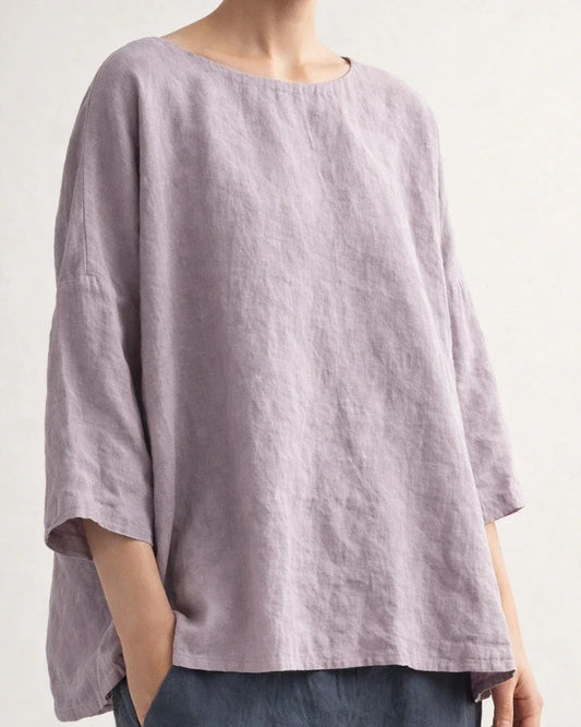 Women's Round Neck Cotton Linen Loose Tops with A Hundred Literary Retro Model Blouse Comfortable Casual Seven-point Sleeve Top | JRSEE:06e129ae-ac31-4839-b840-bead830ba7aa