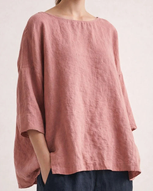 Women's Round Neck Cotton Linen Loose Tops with A Hundred Literary Retro Model Blouse Comfortable Casual Seven-point Sleeve Top | JRSEE:46ea916a-e955-4298-b060-28e1e8293563