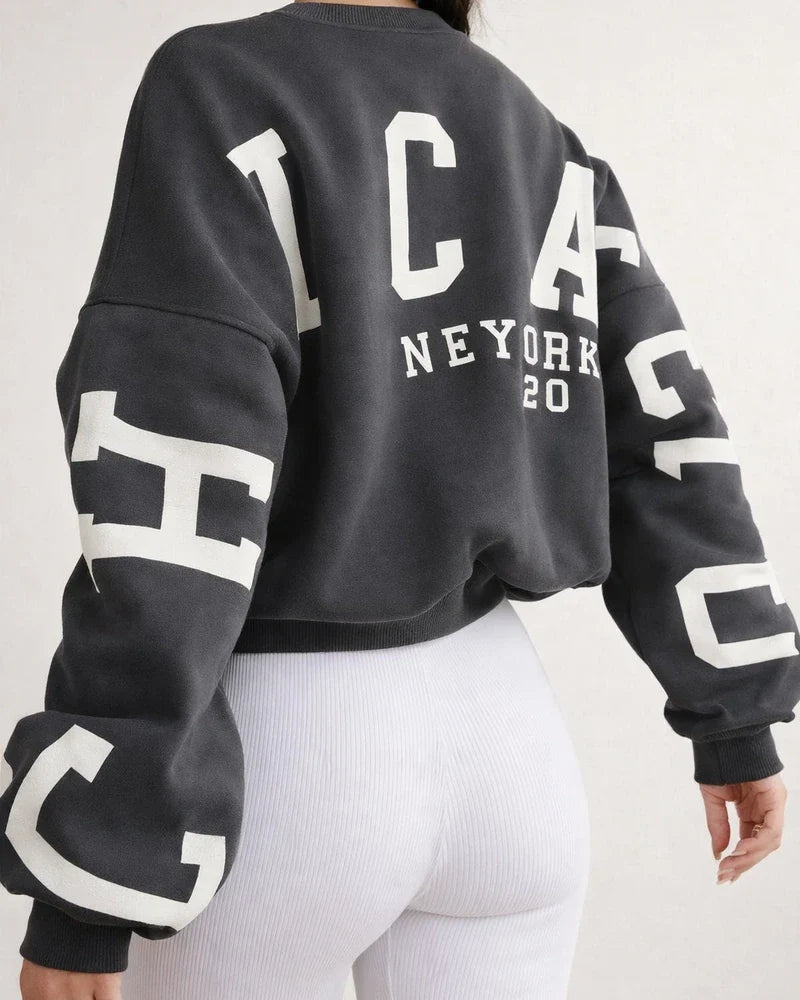 Women's Round Neck Loose Pullover Casual Fashion Printing Thickened Versatile Tops Long-sleeved Sweater | JRSEE:409f8c40-caf9-4ba5-b7bb-224f8a971e85