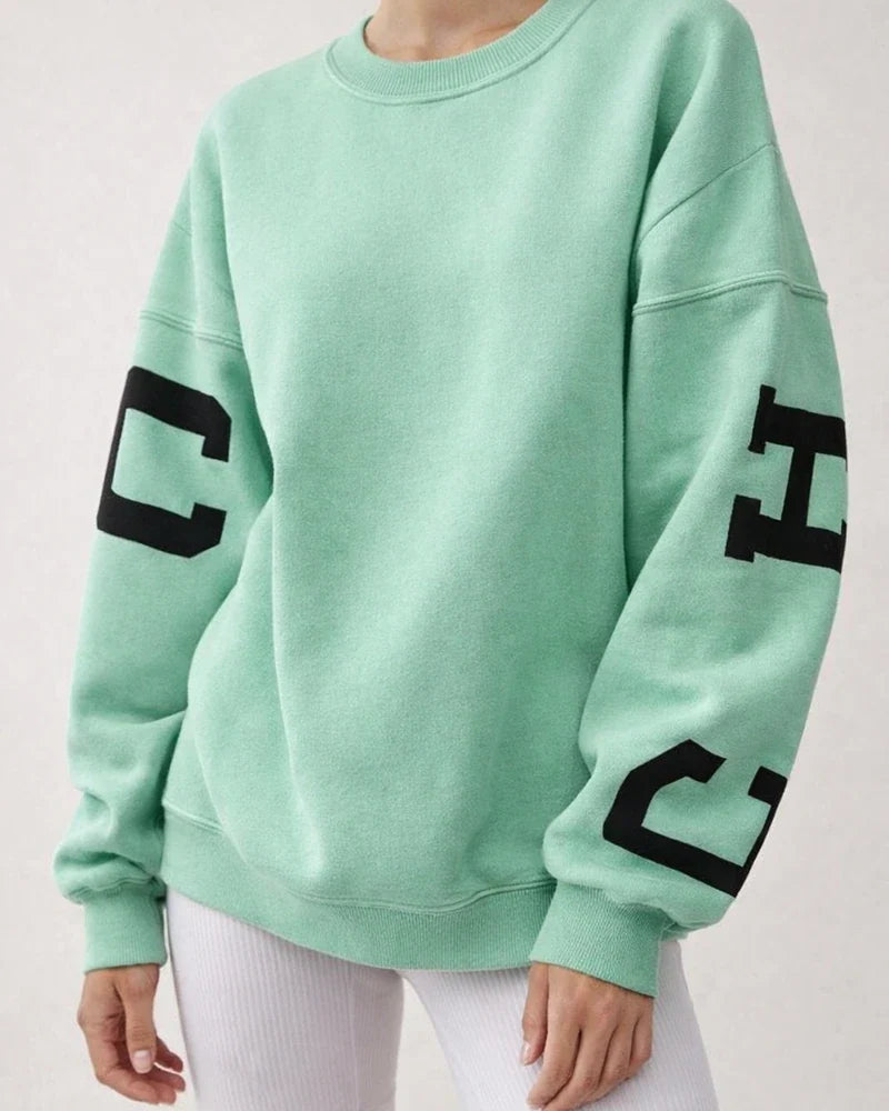 Women's Round Neck Loose Pullover Casual Fashion Printing Thickened Versatile Tops Long-sleeved Sweater | JRSEE:15f7ae28-3b6b-456e-84e6-7b677b27a20e