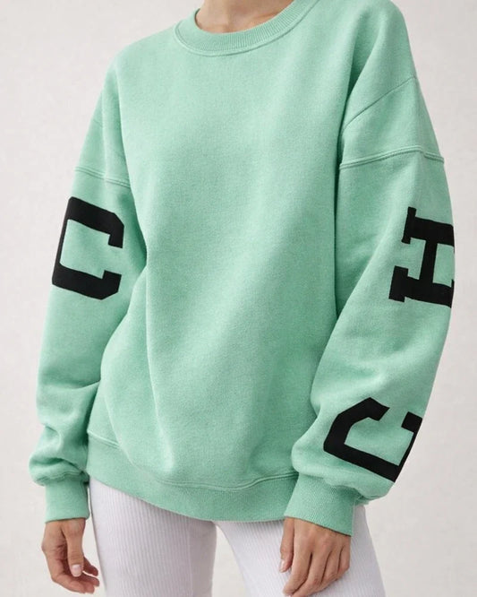 Women's Round Neck Loose Pullover Casual Fashion Printing Thickened Versatile Tops Long-sleeved Sweater | JRSEE:15f7ae28-3b6b-456e-84e6-7b677b27a20e