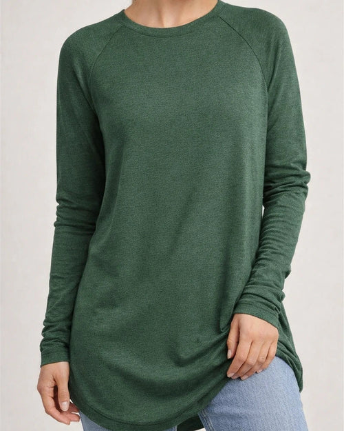 Women's Round Neck Solid Color Long-sleeved Top Loose Mid-length T-shirt | JRSEE:2bf83f4c-3570-4d30-ac0f-64d04bec9835