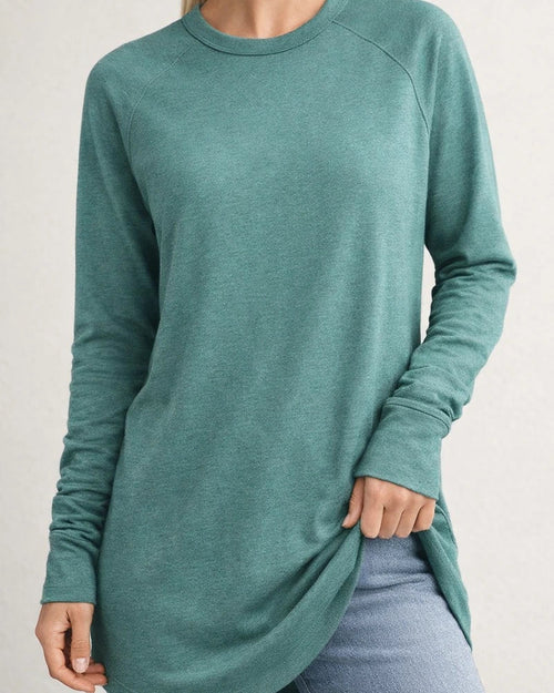 Women's Round Neck Solid Color Long-sleeved Top Loose Mid-length T-shirt | JRSEE:36d376bf-5e6e-46e9-b0be-817b3723dab9