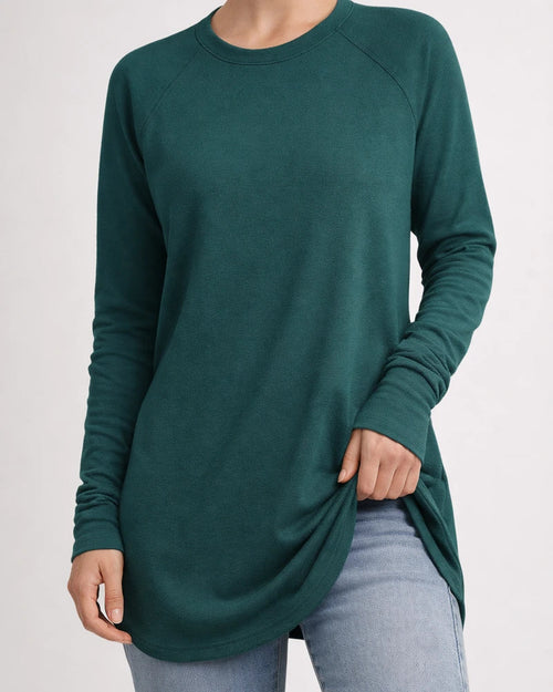 Women's Round Neck Solid Color Long-sleeved Top Loose Mid-length T-shirt | JRSEE:0a053de8-3385-4a00-abd1-872169121832