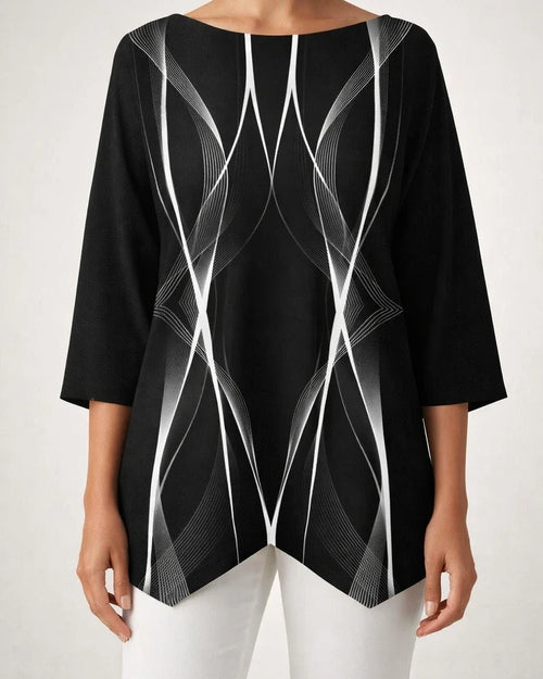 Women's Shirt Blouse Black Pink Dusty Rose Graphic Abstract Print Long Sleeve Casual Basic Round Neck Regular S | JRSEE:e0787c5a-45d0-4376-882f-2a0006252a8d