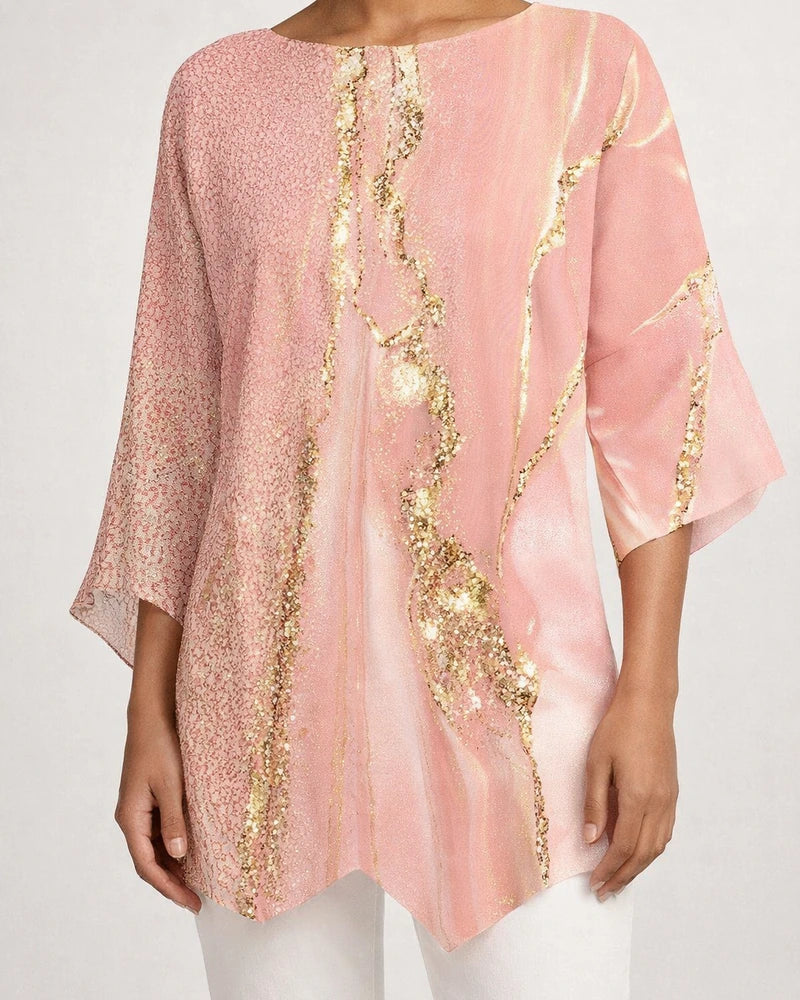Women's Shirt Blouse Pink Wine Red Graphic Floral Asymmetric Print Long Sleeve Casual Daily Basic Round Neck Regular Floral S | JRSEE:5ec4678e-b7d3-4cbc-82fa-ab81e61fd133