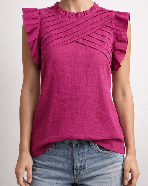 Women's Shirt New Ruffle Sleeve Pressing Pleated Short Sleeve Tops | JRSEE:51aaa77a-fc68-48b8-9a5d-9a2f49d3feef