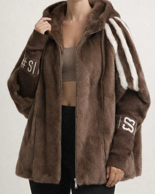 Women's Short-Length Relaxed-Fit Mink Coat for Fall/Winter - Faux Fur Mink Fleece Baseball Jacket | JRSEE:777c9893-456a-4f5d-af3f-f1a3d6ca9633