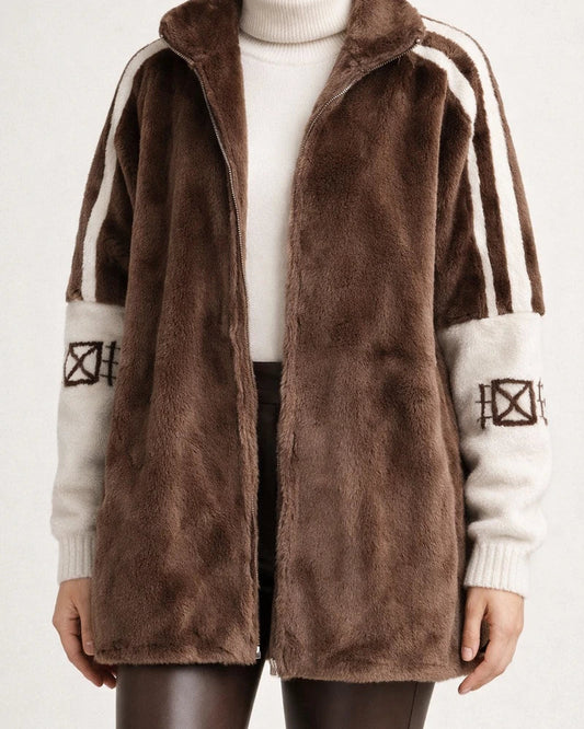 Women's Short-Length Relaxed-Fit Mink Coat for Fall/Winter - Faux Fur Mink Fleece Baseball Jacket | JRSEE:5c41c57e-f5f9-43b7-9cf6-226e6eb33dc3