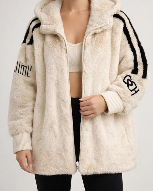 Women's Short-Length Relaxed-Fit Mink Coat for Fall/Winter - Faux Fur Mink Fleece Baseball Jacket | JRSEE:84879c33-6dad-44e4-a72d-0ca60ec025ec