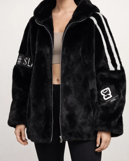 Women's Short-Length Relaxed-Fit Mink Coat for Fall/Winter - Faux Fur Mink Fleece Baseball Jacket | JRSEE:d60c7931-18ae-4b7d-a68e-89ef4ebcc5e4