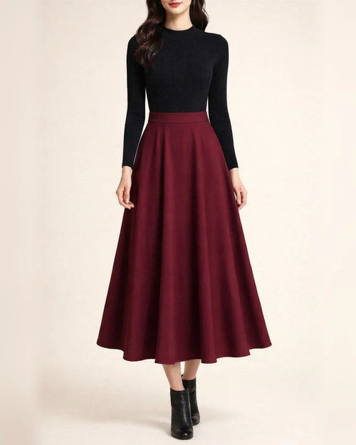 Women's Skirt Swing Work Skirts Long Skirt Maxi Polyester Black Wine Red Skirts Pocket Without Lining Streetwear Daily Weekend M L XL | JRSEE:3ae2c9c0-e016-4933-ab14-969149fa9e04