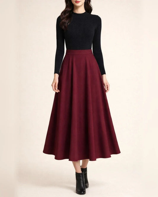 Women's Skirt Swing Work Skirts Long Skirt Maxi Polyester Black Wine Red Skirts Pocket Without Lining Streetwear Daily Weekend M L XL | JRSEE:3ae2c9c0-e016-4933-ab14-969149fa9e04