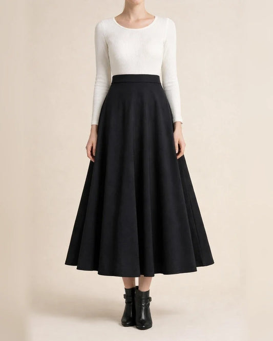 Women's Skirt Swing Work Skirts Long Skirt Maxi Polyester Black Wine Red Skirts Pocket Without Lining Streetwear Daily Weekend M L XL | JRSEE:8f6c77ef-bbd4-4a04-a463-9b33e85bd08e