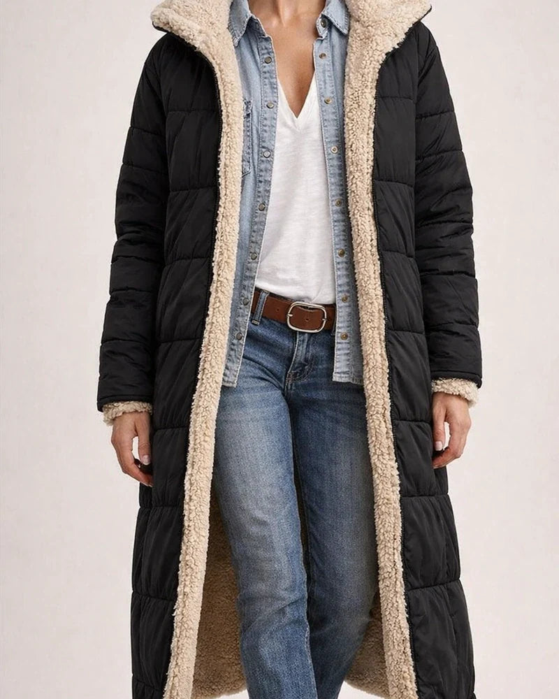 Women's Solid Color Hooded Cotton Jacket with Long Sleeves, Double-sided Wear, Slim Fit and Thick Coat | JRSEE:3a7c830b-0df9-4f75-b065-f2a805da1a91
