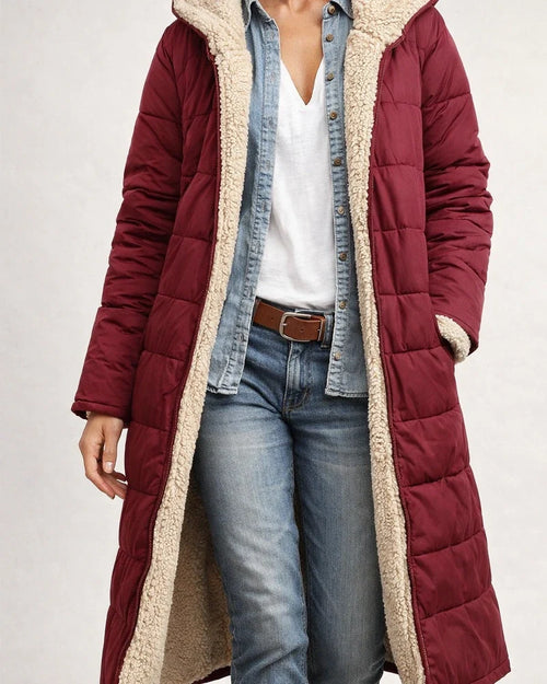 Women's Solid Color Hooded Cotton Jacket with Long Sleeves, Double-sided Wear, Slim Fit and Thick Coat | JRSEE:0b47a7a3-e38b-4a28-8e74-ff05ea1a60f5