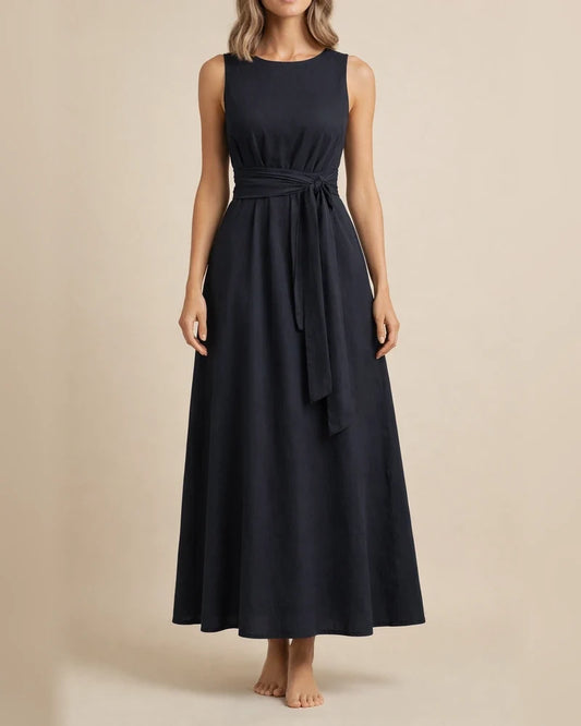 Women's Solid-Color Round-Neck Sleeveless Dress Casual Resort-Style Maxi Dress | JRSEE:00294ec8-058d-4c0a-865e-a6dc6d30c212
