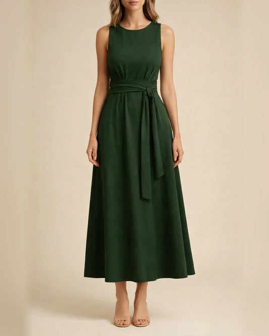 Women's Solid-Color Round-Neck Sleeveless Dress Casual Resort-Style Maxi Dress | JRSEE:54cdb002-931f-4fd0-b759-63e9284c2a7e