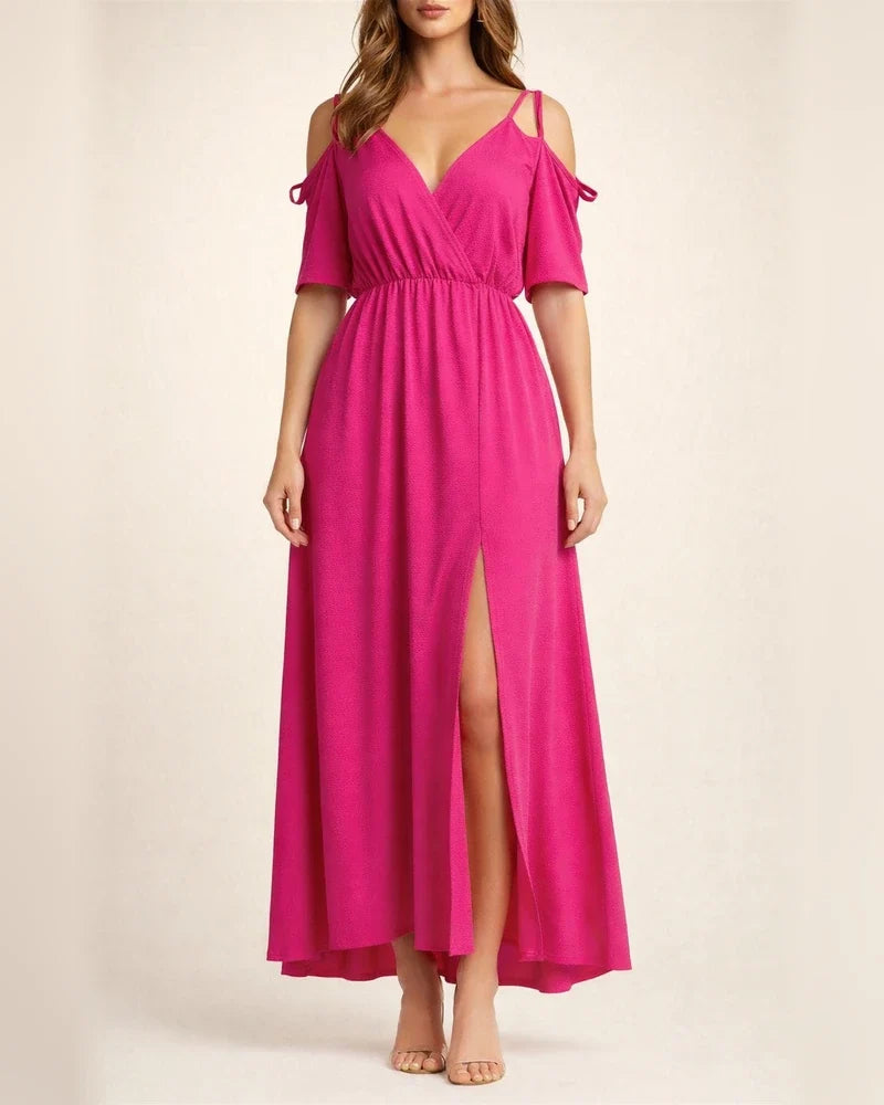 Women’s Solid-Color Sexy Spaghetti-Strap Three-Quarter Sleeve Midi Dress | JRSEE:b7323170-9027-487b-b5ba-12fecf9fffba