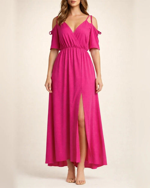 Women’s Solid-Color Sexy Spaghetti-Strap Three-Quarter Sleeve Midi Dress | JRSEE:b7323170-9027-487b-b5ba-12fecf9fffba
