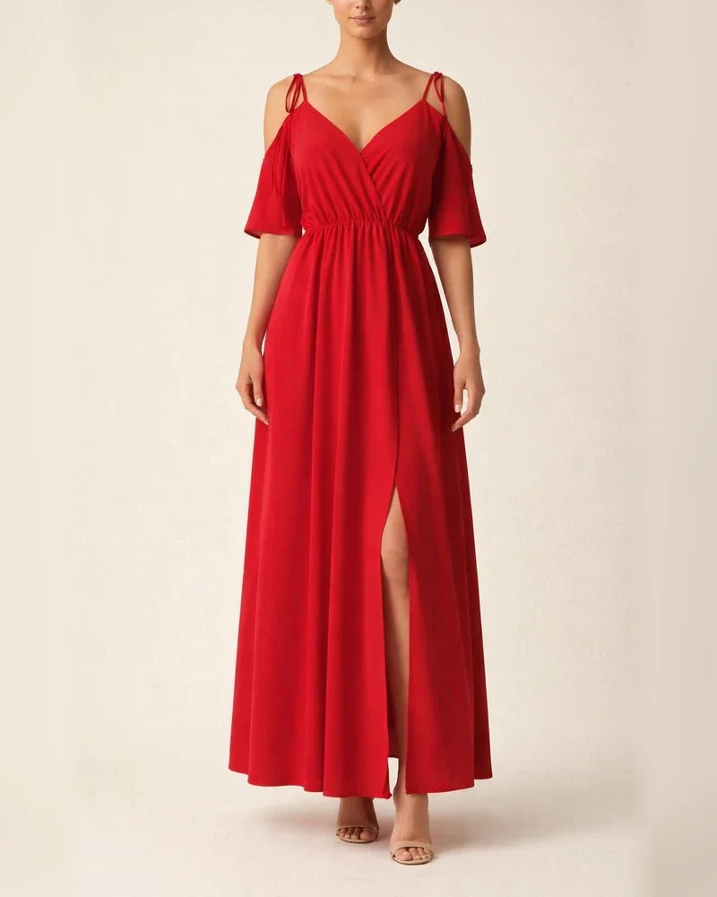 Women’s Solid-Color Sexy Spaghetti-Strap Three-Quarter Sleeve Midi Dress | JRSEE:b74e16b6-919d-425b-bfe9-9025b000d1d7