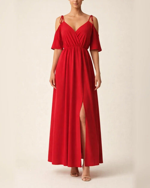 Women’s Solid-Color Sexy Spaghetti-Strap Three-Quarter Sleeve Midi Dress | JRSEE:b74e16b6-919d-425b-bfe9-9025b000d1d7