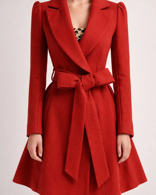 Women's Solid Color Tweed Jacket Suit Collar Drawstring Waist Slim Tweed Coat Tweed OL Commuter Wind Trench Coat | JRSEE:7eff694f-ad22-49c7-82c1-49e312f7ad44