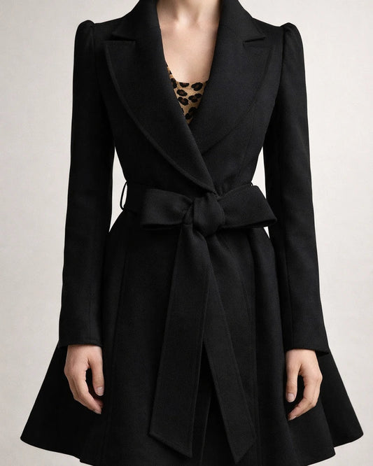 Women's Solid Color Tweed Jacket Suit Collar Drawstring Waist Slim Tweed Coat Tweed OL Commuter Wind Trench Coat | JRSEE:1601c803-0393-4181-ab3d-8e4dc472fc24