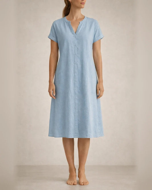 Women's Solid-Color V-Neck Short-Sleeve Casual A-line Dress | JRSEE:b5a1737929 | JRSEE:a48f94e6-900a-40a3-9d96-334e31ff4437 | JRSEE:c437c419-8155-4851-a432-5bcf7d9e8998