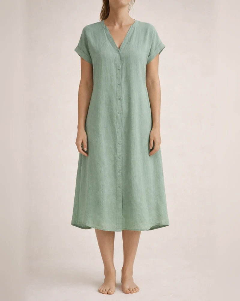 Women's Solid-Color V-Neck Short-Sleeve Casual A-line Dress | JRSEE:4b75bf6f93 | JRSEE:06fa073a-9b38-457d-8045-aaa885cb1ee8 | JRSEE:920f5729-bf85-45ef-8266-2b8c2b85fdd6