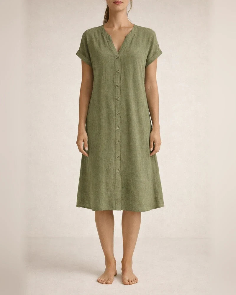 Women's Solid-Color V-Neck Short-Sleeve Casual A-line Dress | JRSEE:90129af9d6 | JRSEE:604db0c9-e74b-41e8-b12c-dccb83be64a1 | JRSEE:82699800-ea5e-4912-98d2-24e73ab2b8bd
