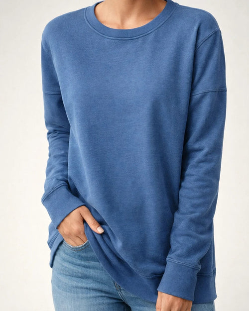 Women's Solid Color Women's Commuter Tops Loose Casual Splicing Round Neck Long Sleeve T-shirt S-5XL | JRSEE:7faff712-d215-484e-9d1d-9b7ef2d78d5a