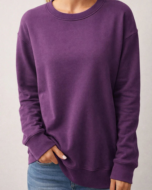 Women's Solid Color Women's Commuter Tops Loose Casual Splicing Round Neck Long Sleeve T-shirt S-5XL | JRSEE:d3e0951d-03df-4baa-ab45-c21aa01b1f24