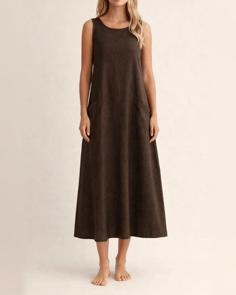 Women's Spring and Summer Round Neck Sleeveless Maxi Dress Casual Loose Dresses | JRSEE:545d75c1-57da-4d01-93a3-3671b127e2bb