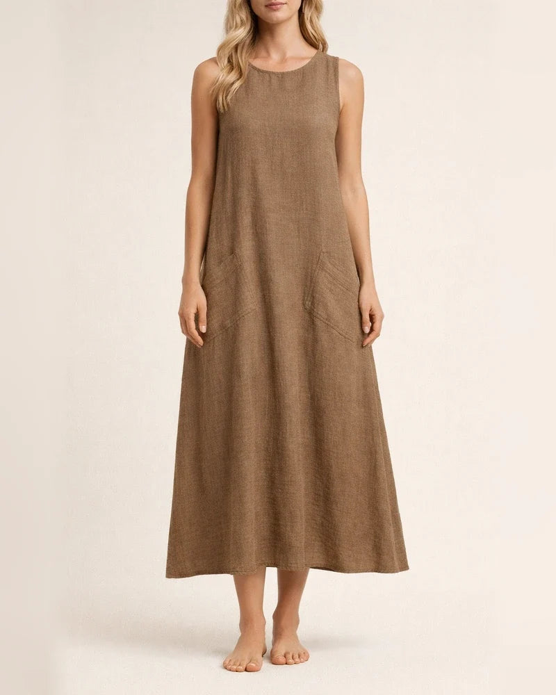Women's Spring and Summer Round Neck Sleeveless Maxi Dress Casual Loose Dresses | JRSEE:b15bdaff-e9bc-4a39-801b-93cb8de5421a
