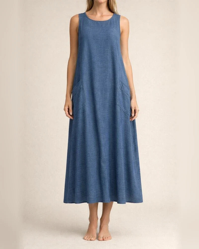 Women's Spring and Summer Round Neck Sleeveless Maxi Dress Casual Loose Dresses | JRSEE:56096309-2fd7-4295-b302-b3b462f9a400