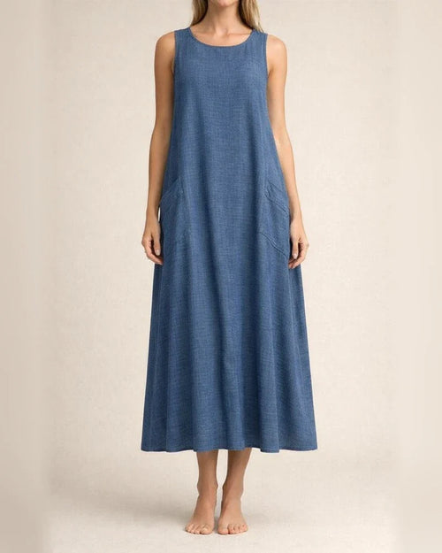 Women's Spring and Summer Round Neck Sleeveless Maxi Dress Casual Loose Dresses | JRSEE:56096309-2fd7-4295-b302-b3b462f9a400