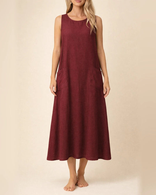 Women's Spring and Summer Round Neck Sleeveless Maxi Dress Casual Loose Dresses | JRSEE:2535464c-6eef-4ae2-a0a5-da8005e2f721