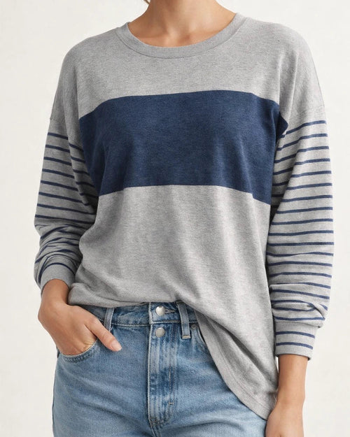 Women's Spring/Fall New Arrival Crew Neck Casual Striped Contrast Long-Sleeve T-shirt | JRSEE:90c7f7bd-3950-494a-92f7-9e714ec47a5f