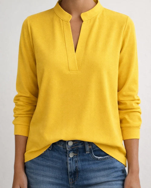 Women's Spring/Fall Solid-Color Casual New-Style Shirt Women's V-neck Long-Sleeve Shirt | JRSEE:d1f81be8-18b2-48ec-bb85-12cfc1f0c9e0